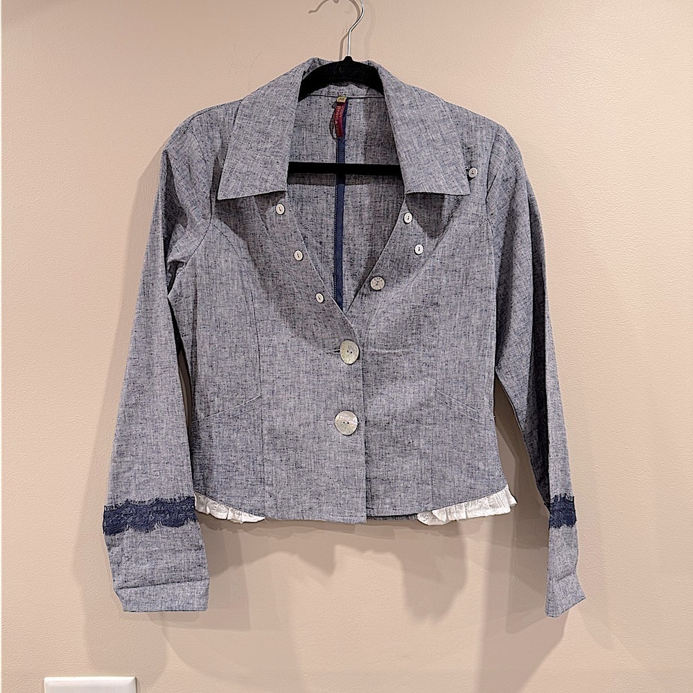 🔥Alice Barnabé Gray Women's Jacket with Lace Trim🔥